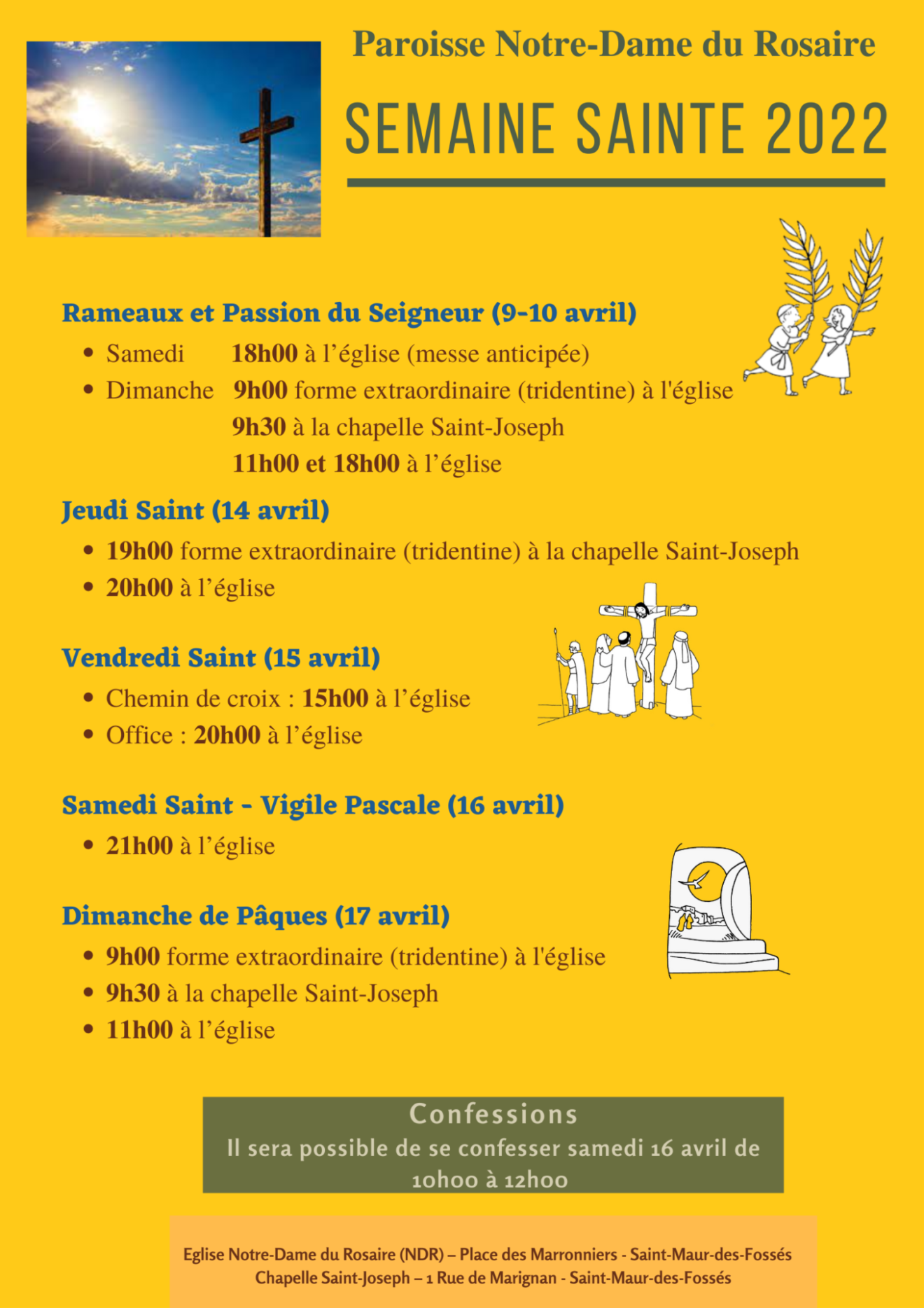 Horaires de la Semaine Sainte NotreDame du Rosaire